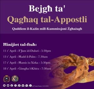 Bejgħ ta' Qagħaq tal-Appostli - Quddiem il-Każin