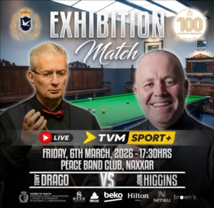 John Higgins u Tony Drago f’Logħba Storika f’Malta - 6 ta' Marzu