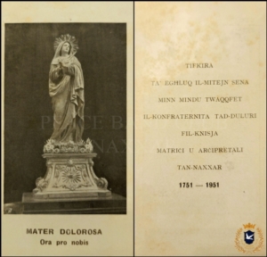 Il-Konfraternità tad-Duluri tan-Naxxar twaqqfet 275 sena ilu