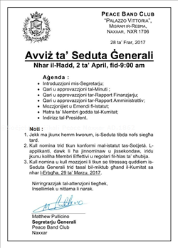 Avviz ghal Seduta Generali