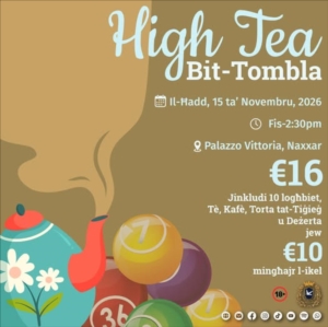 High Tea bit-Tombla fil-Palazzo Vittoria - 15 ta' Novembru